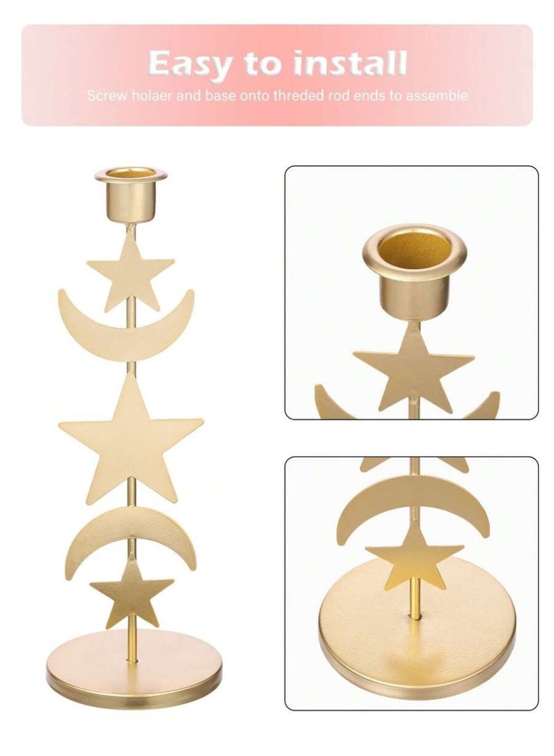 حامل شمعة هلال ونجمة إسلامي – شمعدان ذهبي يوضع على الطاولة – ديكور أنيق لرمضان والعيد - Image 4